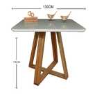 Mesa De Jantar Quadrada Tampo Laqueado E Vidro 130cm - Base X