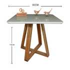 Mesa De Jantar Quadrada Tampo Laqueado E Vidro 90cm - Base X