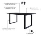 Mesa De Jantar Queens Rg2 180x90x75cm Preto/preto