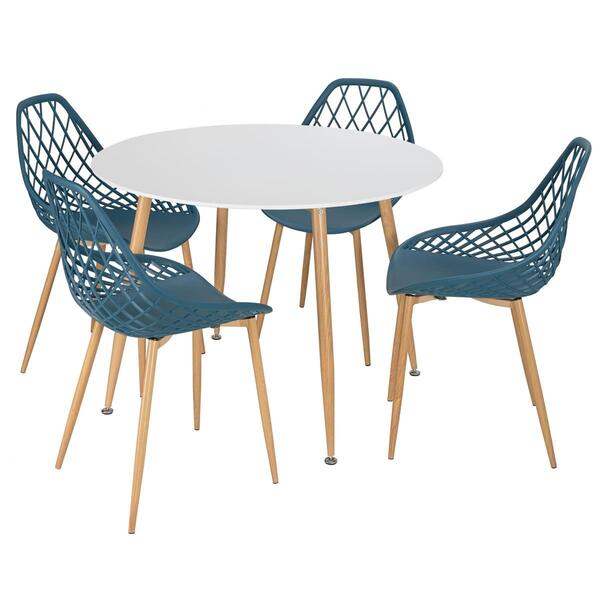 Mesa De Jantar Redonda 100 Cm Branco + 4 Cadeiras Clarice Clo