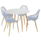 Mesa De Jantar Redonda 100 Cm Branco + 4 Cadeiras Clarice Clo