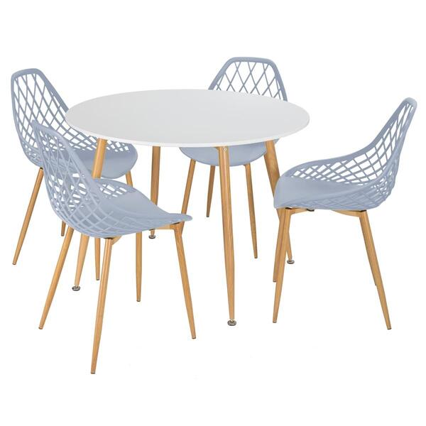Mesa De Jantar Redonda 100 Cm Branco + 4 Cadeiras Clarice Clo