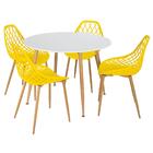 Mesa De Jantar Redonda 100 Cm Branco + 4 Cadeiras Clarice Cloe