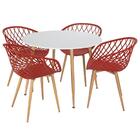 Mesa De Jantar Redonda 100 Cm Branco + 4 Cadeiras Clarice Nes