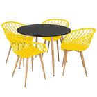 Mesa De Jantar Redonda 100 Cm Preto + 4 Cadeiras Clarice Nest