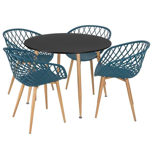 Mesa De Jantar Redonda 100 Cm Preto + 4 Cadeiras Clarice Nest