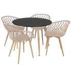 Mesa De Jantar Redonda 100 Cm Preto + 4 Cadeiras Clarice Nest