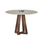 Mesa De Jantar Redonda 100cm 4 Lugares Lívia Tampo Com Vidro