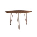 Mesa De Jantar Redonda 110cm Clips 3 Pés Base Cobre Amendoa