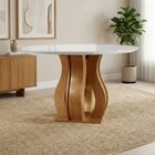 Mesa De Jantar Redonda 110cm Vidro/mdf 4 Lugares Castanho Cin