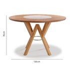 Mesa De Jantar Redonda 120cm Com Vidro Giratório No Tampo Amê