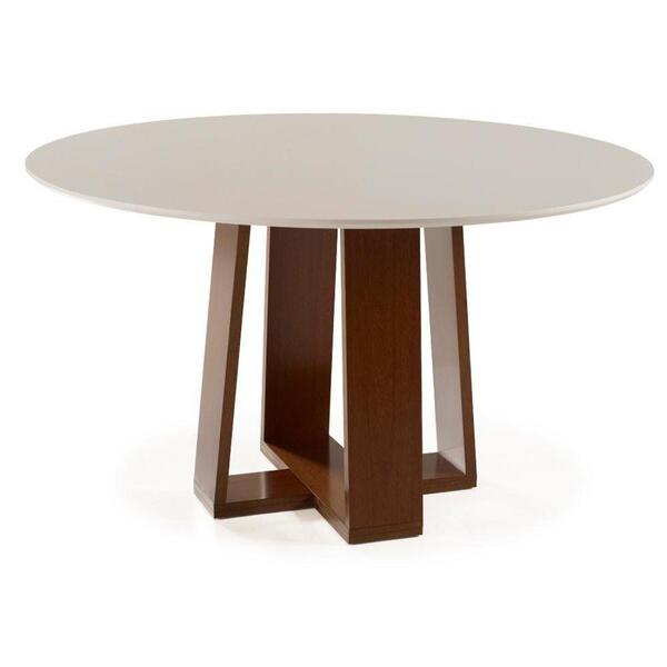Mesa De Jantar Redonda 130cm Tampo Mdf Laminado Casatema Off