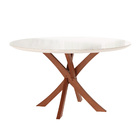 Mesa De Jantar Redonda 140 Cm Valência Tampo Vidro Off White