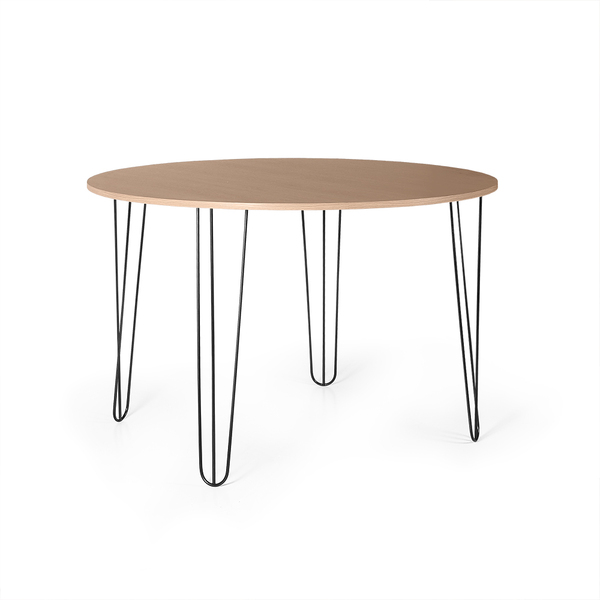 Mesa De Jantar Redonda 4 Lugares 90cm Base De Ferro Hairpin J