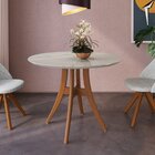 Mesa De Jantar Redonda 4 Lugares Com Tampo De Vidro 109cm Ref