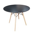 Mesa De Jantar Redonda 4 Lugares Eames Eiffel Wood 100cm Preta