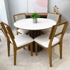 Mesa De Jantar Redonda 4 Lugares Ripada 100% Mdf Off White/fr