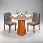 Mesa De Jantar Redonda 4 Lugares Tampo Com Vidro Cairo Fendi