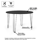 Mesa De Jantar Redonda 6 Lugares 120cm Base De Ferro Hairpin