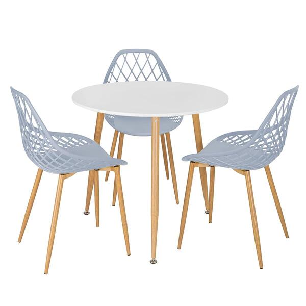 Mesa De Jantar Redonda 80 Cm Branco + 3 Cadeiras Clarice Cloe