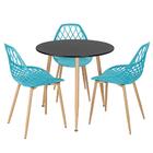 Mesa De Jantar Redonda 80 Cm Preto + 3 Cadeiras Clarice Cloe