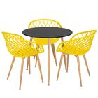 Mesa De Jantar Redonda 80 Cm Preto + 3 Cadeiras Clarice Nest