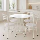 Mesa De Jantar Redonda 80cm Branca Com 4 Cadeiras Estofada Br