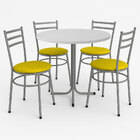 Mesa De Jantar Redonda 80cm Branca Com 4 Cadeiras Estofada Ci