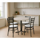 Mesa De Jantar Redonda 80cm Branca Com 4 Cadeiras Estofada Pr