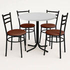 Mesa De Jantar Redonda 80cm Branca Com 4 Cadeiras Estofada Pr