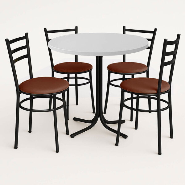 Mesa De Jantar Redonda 80cm Branca Com 4 Cadeiras Estofada Pr