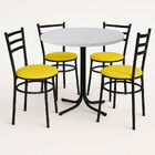 Mesa De Jantar Redonda 80cm Branca Com 4 Cadeiras Estofada Pr