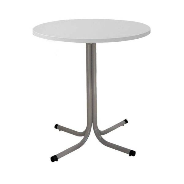 Mesa De Jantar Redonda 80cm Cinza Tampo Madeira Branco