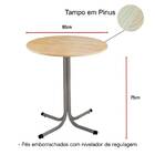 Mesa De Jantar Redonda 80cm Cinza Tampo Madeira Pinus