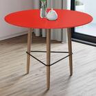 Mesa De Jantar Redonda 80cm Com Pés Palito Vermelha