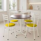 Mesa De Jantar Redonda 80cm Imbuia Com 4 Cadeiras Estofada Br