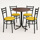 Mesa De Jantar Redonda 80cm Imbuia Com 4 Cadeiras Estofada Pr