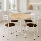 Mesa De Jantar Redonda 80cm Pinus Com 4 Cadeiras Estofada Bra