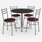 Mesa De Jantar Redonda 80cm Preta Com 4 Cadeiras Estofada Cin