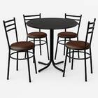 Mesa De Jantar Redonda 80cm Preta Com 4 Cadeiras Estofada Pre