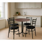 Mesa De Jantar Redonda 80cm Preta Tampo Madeira Imbuia