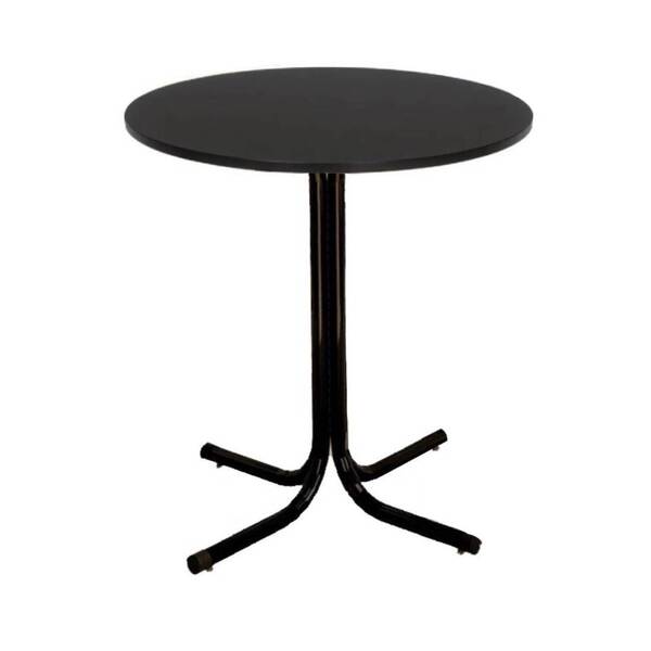Mesa De Jantar Redonda 80cm Preta Tampo Madeira Preto
