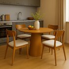 Mesa De Jantar Redonda 90cm Base Cone Austrália Nozes