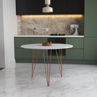 Mesa De Jantar Redonda 90cm Clips 3 Pés Base Cobre Branco