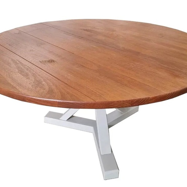 Mesa De Jantar Redonda (120cm) Madeira Maciça  Woods - Cinza/
