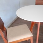 Mesa De Jantar Redonda Base Tripé Em Madeira Maciça - 90 Cm B