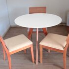 Mesa De Jantar Redonda Base Tripé Em Madeira Maciça - 90 Cm B