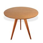 Mesa De Jantar Redonda Base Tripé Em Madeira Maciça - 90 Cm M