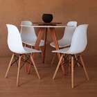 Mesa De Jantar Redonda Base Tripé Em Madeira Maciça - 90 Cm O