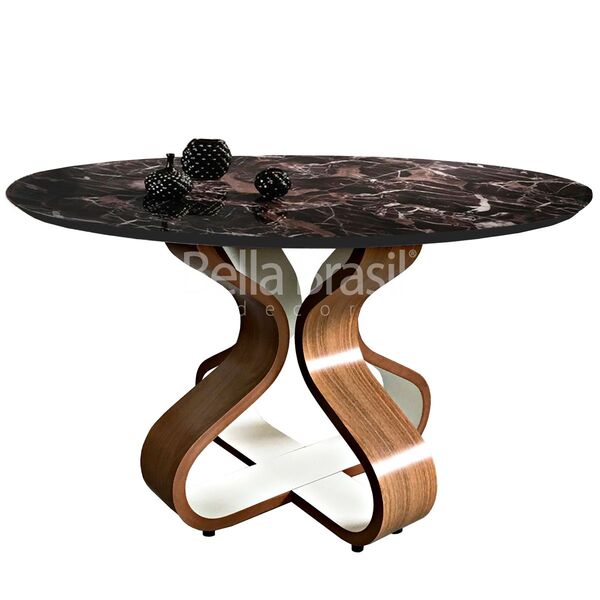 Mesa De Jantar Redonda Bruxelas Tampo Marrom Imperador - 1 20m